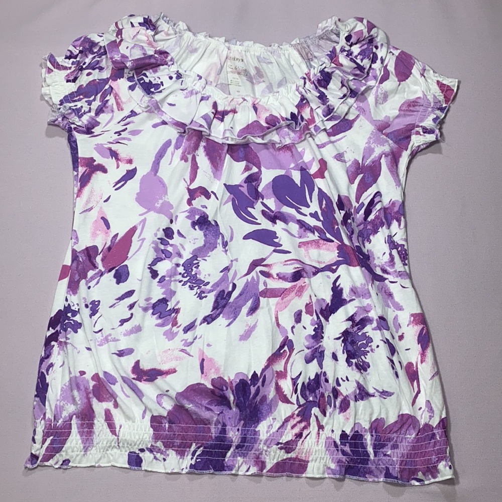 Lane Bryant Floral Ruffled Soft Cotton Top 14/16